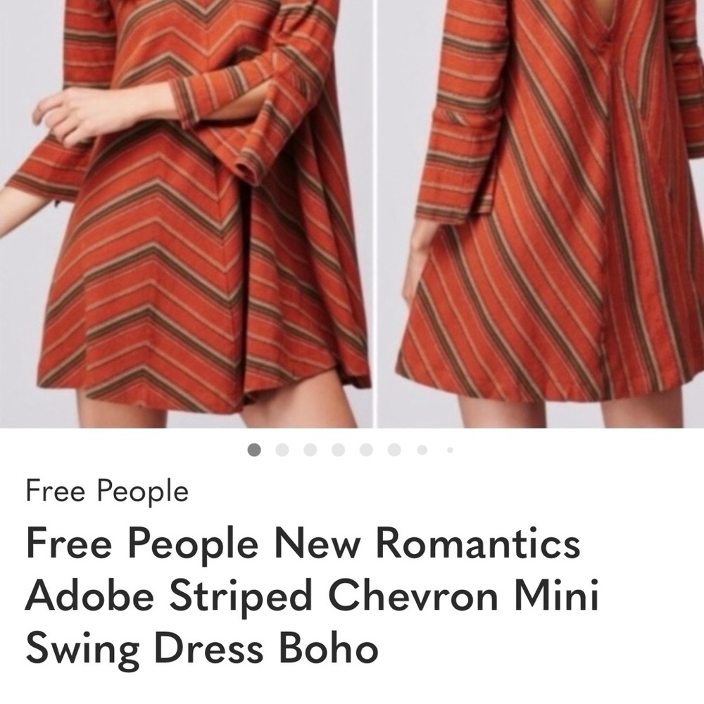 Free People Burnt Orange Striped Swing Mini Dress